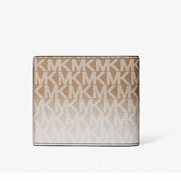 NWT Michael Kors Cooper Men Ombré Signature Logo Billfold Card ID Wallet - Husk - Picture 8 of 12